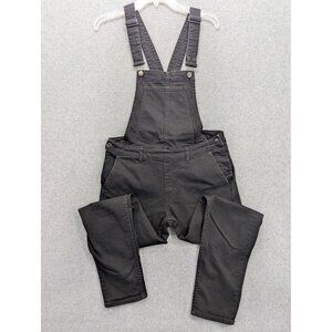H&M Overalls Womens 10 Black Stretch Denim Bib Adjustable Straps Skinny Pockets